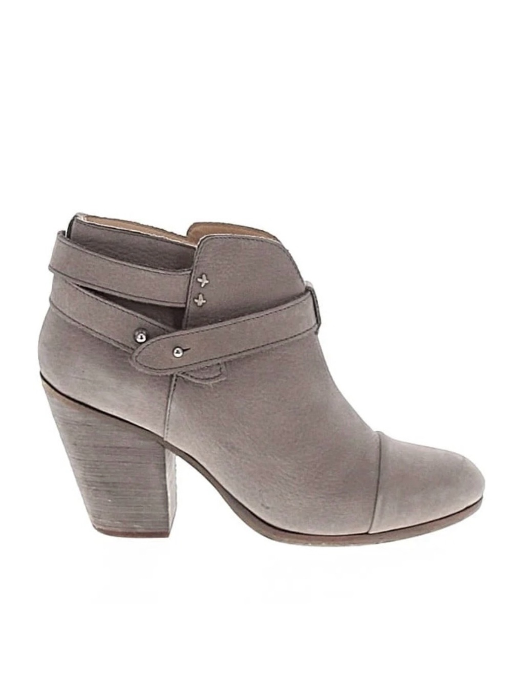 rag & bone Grey Leather Ankle Bootie with Wrap Strap